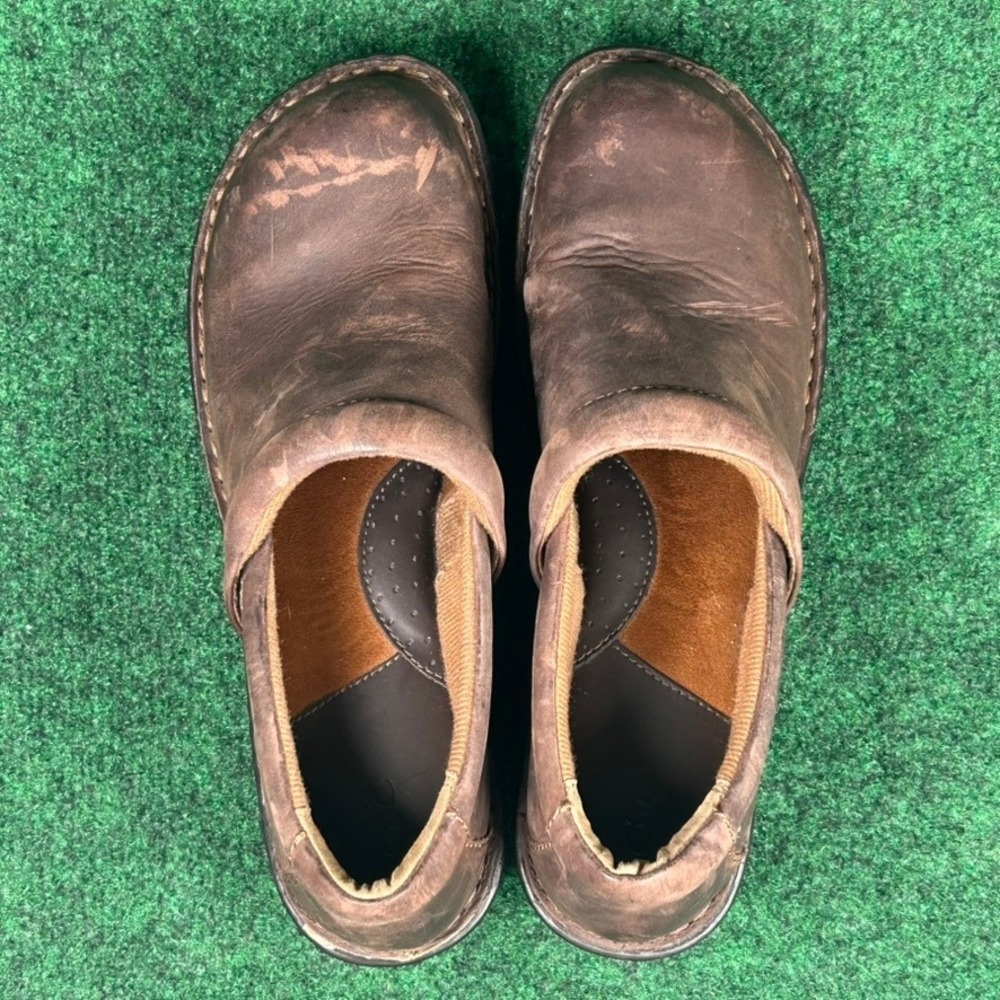 B.O.C. Born Concept Brown Leather Clogs Slip On Platform Shoes Womens 11M C45723 - Picture 6 of 9